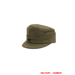 WWII German Gebirgsjager Single Button Bergmütze Brown Grey Wool Field Cap