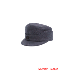 WWII German Luftwaffe Single Button Bergmütze Blue Grey Wool Field Cap
