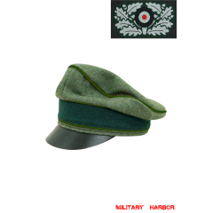 WWII German Heer Wool Panzergrenadier Crusher Visor Cap with insignia