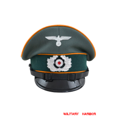 WWII German Heer Field Police EM & NCO Gabardine Visor Cap with insignia