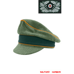 WWII German Heer M37 Wool Cavalry / Recon Crusher Visor Cap with insignia