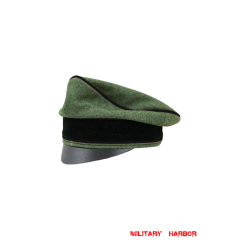 WWII German Waffen SS Wool Pioneer Crusher Cap Small Visor