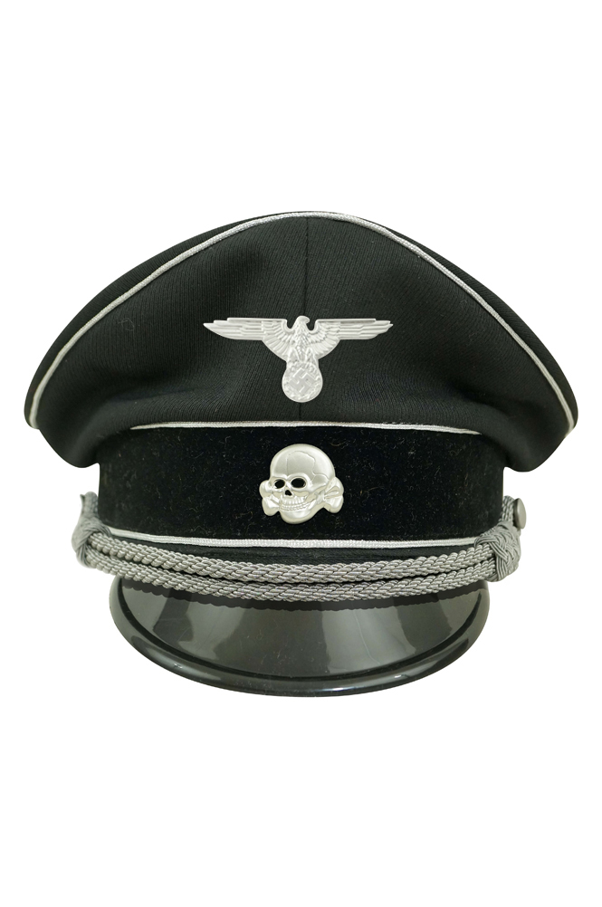 WWII German Allgemeine SS officer black Gabardine Visor cap with insigniaSS Caps with insignias -Military Harbor