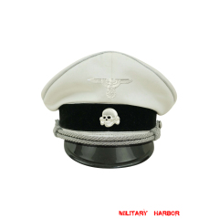 WWII German Allgemeine SS General officer white cotton Visor cap with insignia