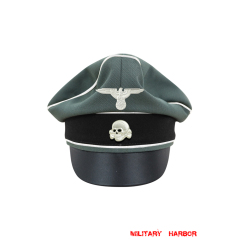 WWII German Waffen SS Gabardine Infantry Crusher Visor Cap with insignia