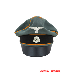 WWII German Waffen SS Gabardine Field Police Crusher Visor Cap with insignia