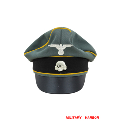WWII German Waffen SS Gabardine Cavalry / Recon Crusher Visor Cap with insignia