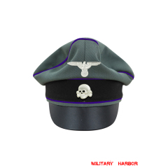 WWII German Waffen SS Gabardine Chaplains Crusher Visor Cap with insignia