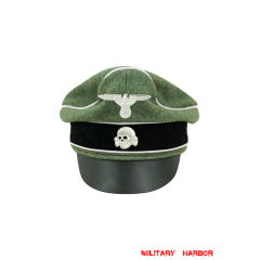 WWII German Waffen SS Wool Infantry Crusher Visor Cap with insignia