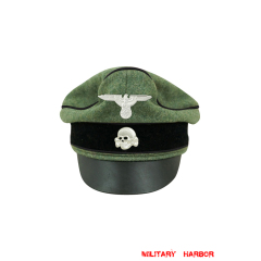 WWII German Waffen SS Wool Pioneer Crusher Visor Cap with insignia
