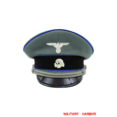 WWII German Waffen SS Medical officer Gabardine Visor cap with insignia