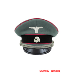 WWII German Waffen SS Panzer officer Gabardine Visor cap with insignia
