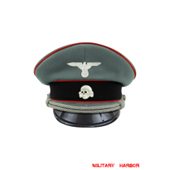 WWII German Waffen SS Artillery officer Gabardine Visor cap with insignia