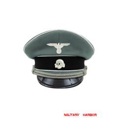 WWII German Waffen SS Infantry officer Gabardine Visor cap with insignia