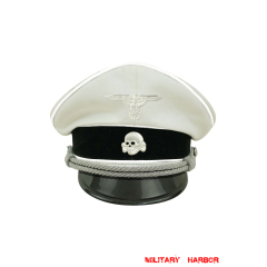 WWII German Allgemeine SS officer white cotton Visor cap with insignia