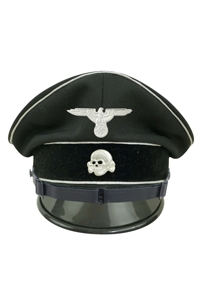 WWII German Allgemeine SS EM/NCO black Gabardine Visor cap with