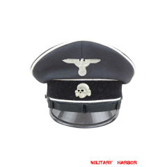 WWII German Allgemeine SS EM/NCO black Gabardine Visor cap II with insignia