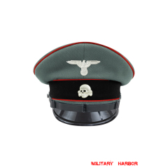 WWII German Waffen SS Artillery EM/NCO Gabardine Visor cap with insignia