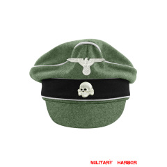 WWII German Waffen SS M37 Wool Infantry Crusher Visor Cap with insignia