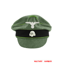 WWII German Waffen SS M37 Wool Mountainer Crusher Visor Cap with insignia