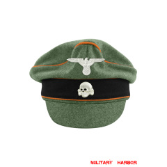 WWII German Waffen SS M37 Wool Field Police Crusher Visor Cap with insignia