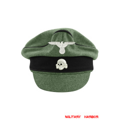 WWII German Waffen SS M37 Wool Pioneer Crusher Visor Cap with insignia