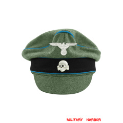 WWII German Waffen SS M37 Wool Transport Unit Crusher Visor Cap with insignia