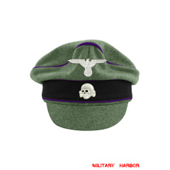 WWII German Waffen SS M37 Wool Chaplains Crusher Visor Cap with insignia