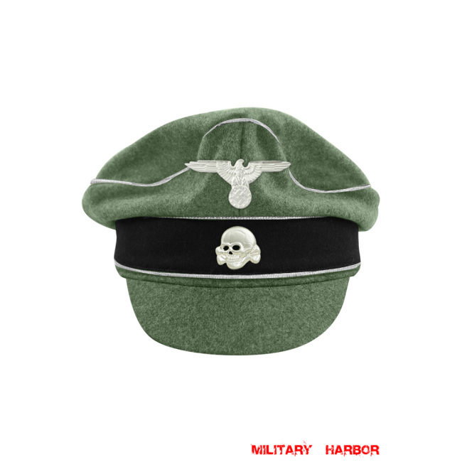 WWII German Waffen SS M37 Wool Officer Crusher Visor Cap with insignia