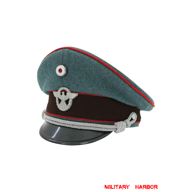 WWII German Traffic Police Officer Wool Visor Cap With Insignias