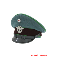 WWII German Schutzpolizei Protection Police EM Wool Visor Cap With Insignias