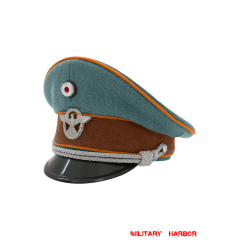 WWII German Gendarmerie Gabardine Officer Visor Cap With Insignias