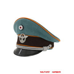 WWII German Gendarmerie 1942 Gabardine Officer Visor Cap With Insignias