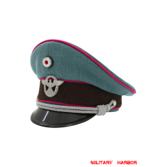 WWII German Municipal Police Gabardine Officer Visor Cap With Insignias