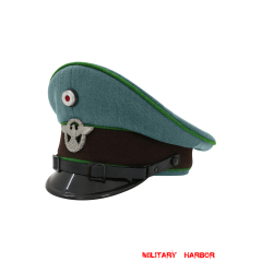WWII German Schutzpolizei Protection Police Gabardine EM Visor Cap With Insignias