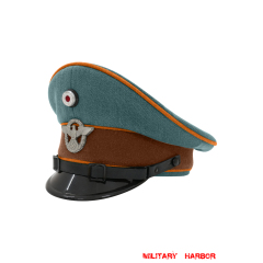 WWII German Gendarmerie Gabardine EM Visor Cap With Insignias