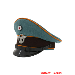 WWII German Gendarmerie 1942 Gabardine EM Visor Cap With Insignias