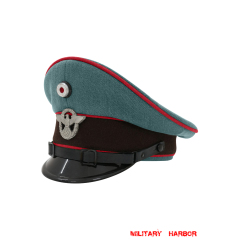 WWII German Traffic Police Gabardine EM Visor Cap With Insignias