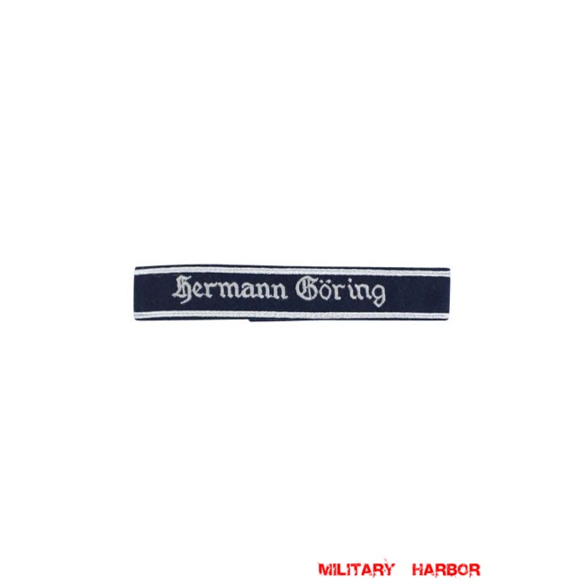 WWII German Luftwaffe Hermann Göring in Gothic script dark blue backing NCO cuff title