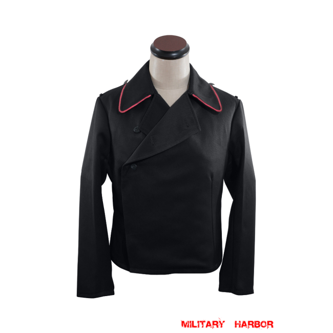 WWII German Heer hot pink collar thread panzer black gabardine wrap jacket