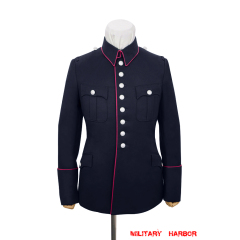 WWII German Fire Police Navy Blue Gabardine Service Waffenrock Tunic With Pipe
