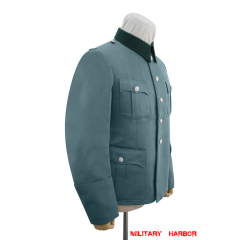 WWII German Police General Officer Gabardine Service Tunic Jacket With Deep Green Collar 5 Buttons