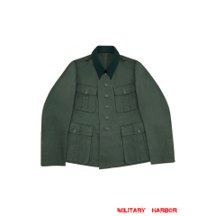 WWII German Heer M36 Officer Summer HBT Reed Green Field Tunic (6 Buttons)
