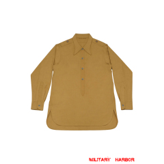 WWII German DAK Tropical Afrikakorps Sand Long Sleeve Pullover Shirt II
