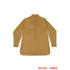 WWII German Waffen-SS Tropical Sahariana Sand Long Sleeve Shirt