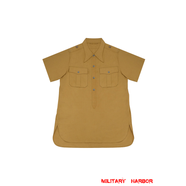 WWII German DAK Tropical Afrikakorps Sand Short Sleeve Pullover Shirt