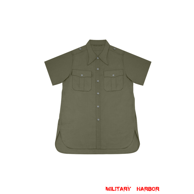 WWII German DAK Tropical Afrikakorps Olive Short Sleeve Shirt