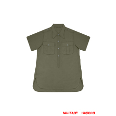 WWII German DAK Tropical Afrikakorps Olive Short Sleeve Pullover Shirt