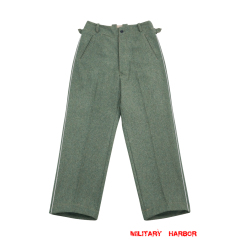 WWII German Heer Officer Fieldgrey Wool Straight Trousers With Pipe