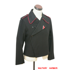 WWII German Heer hot pink collar thread panzer black wool wrap/jacket